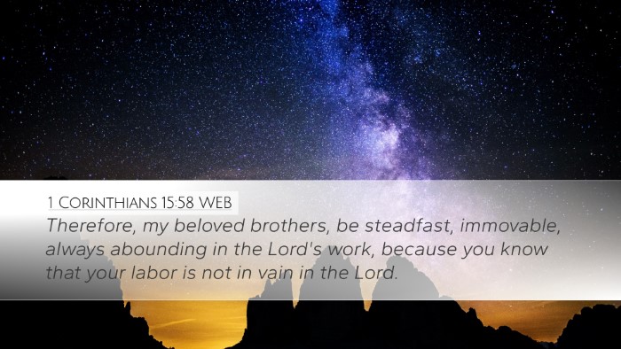 1 Corinthians 15:58 WEB Bible Verse Image