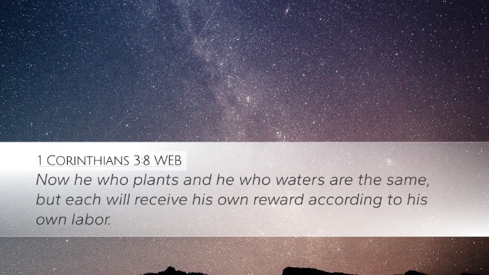 1 Corinthians 3:8 WEB Bible Verse Image