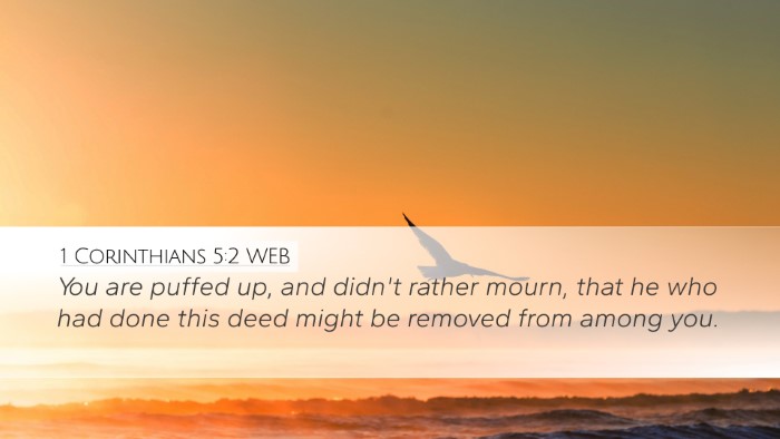 1 Corinthians 5:2 WEB Bible Verse Image