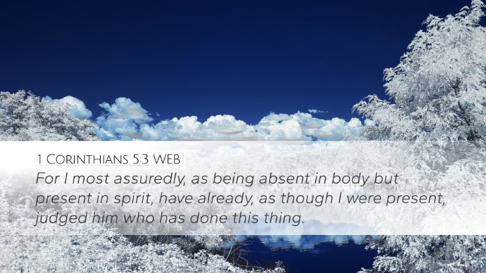 1 Corinthians 5:3 WEB Bible Verse Image
