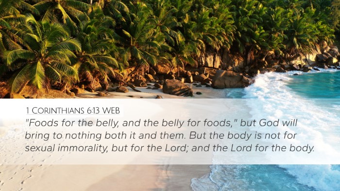 1 Corinthians 6:13 WEB Bible Verse Image