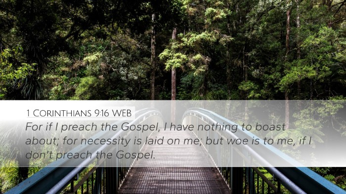 1 Corinthians 9:16 WEB Bible Verse Image