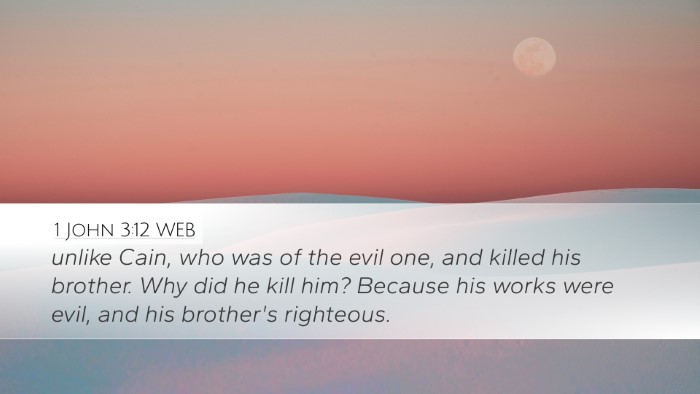 1 John 3:12 WEB Bible Verse Image