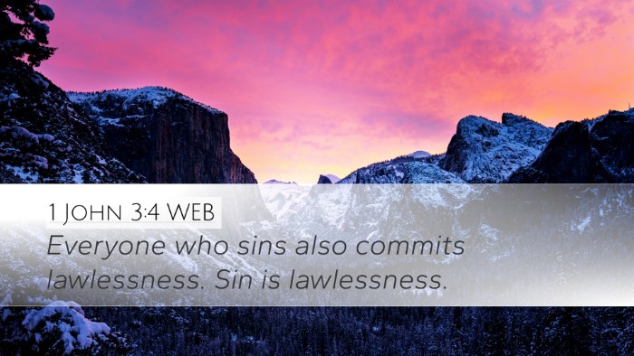1 John 3:4 WEB Desktop Wallpaper - Everyone who sins also commits lawlessness. Sin - Desktop Bible Verse Wallpaper
