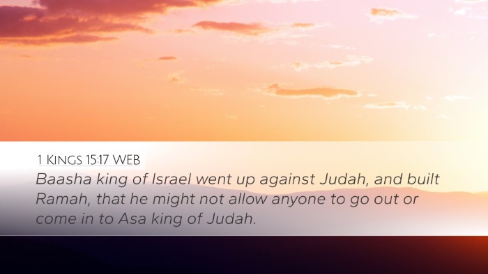 1 Kings 15:17 WEB Desktop Wallpaper - Baasha king of Israel went up against Judah, and - Desktop Bible Verse Wallpaper