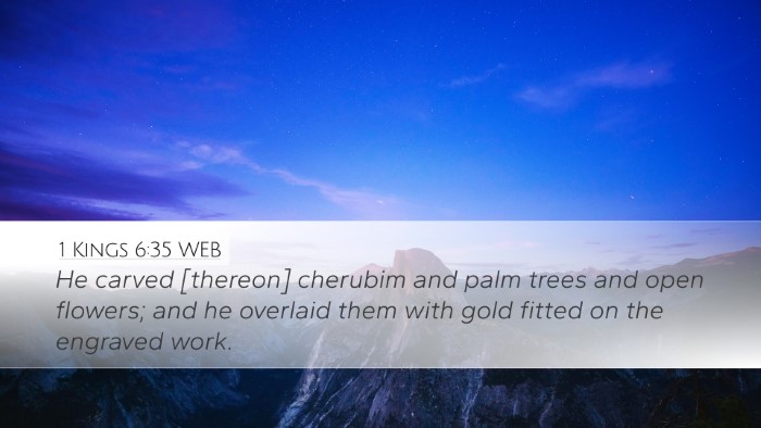 1 Kings 6:35 WEB Desktop Wallpaper - He carved [thereon] cherubim and palm trees and - Desktop Bible Verse Wallpaper