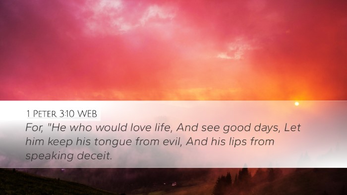 1 Peter 3:10 WEB Bible Verse Image