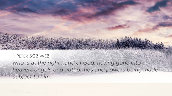 1 Peter 3:22 WEB Bible Verse Image
