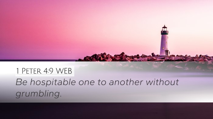 1 Peter 4:9 WEB Bible Verse Image