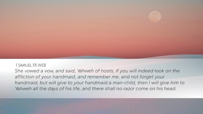 1 Samuel 1:11 WEB Bible Verse Image