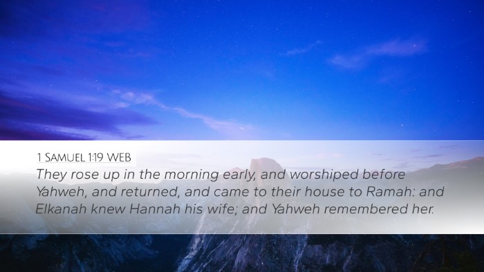 1 Samuel 1:19 WEB Bible Verse Image