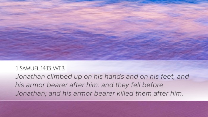 1 Samuel 14:13 WEB Bible Verse Image