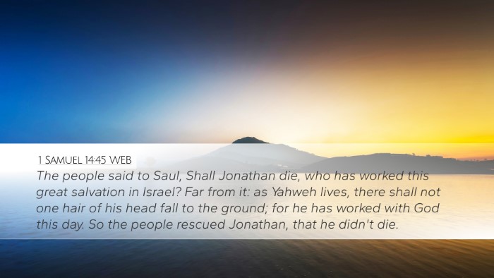 1 Samuel 14:45 WEB Desktop Wallpaper - The people said to Saul, Shall Jonathan die, who - Desktop Bible Verse Wallpaper