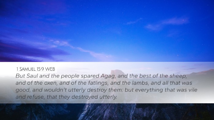 1 Samuel 15:9 WEB Bible Verse Image
