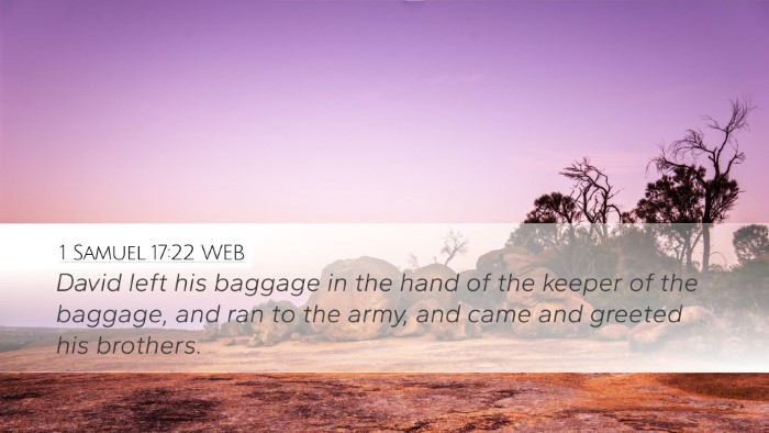 1 Samuel 17:22 WEB Bible Verse Image