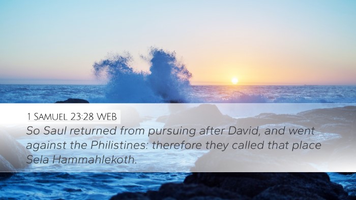 1 Samuel 23:28 WEB Bible Verse Image