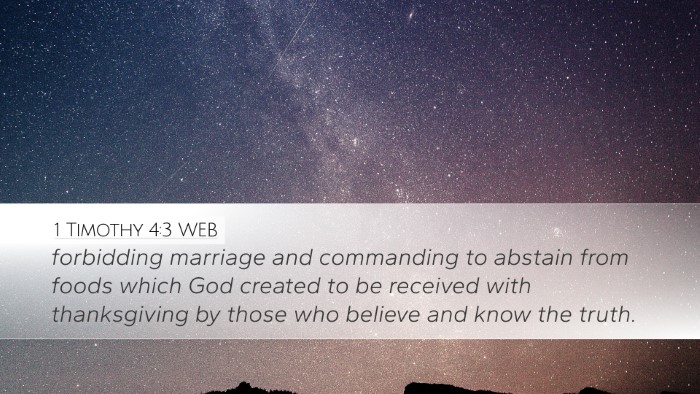 1 Timothy 4:3 WEB Bible Verse Image