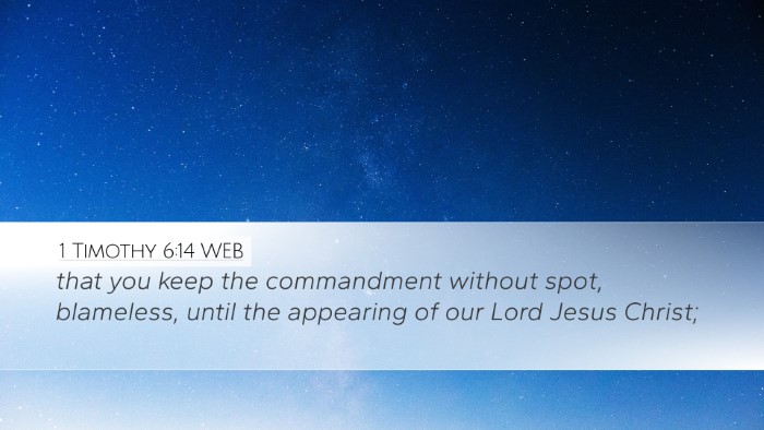 1 Timothy 6:14 WEB Bible Verse Image