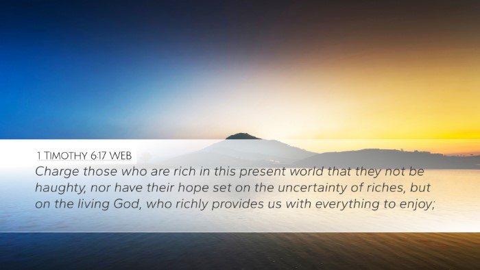 1 Timothy 6:17 WEB Bible Verse Image