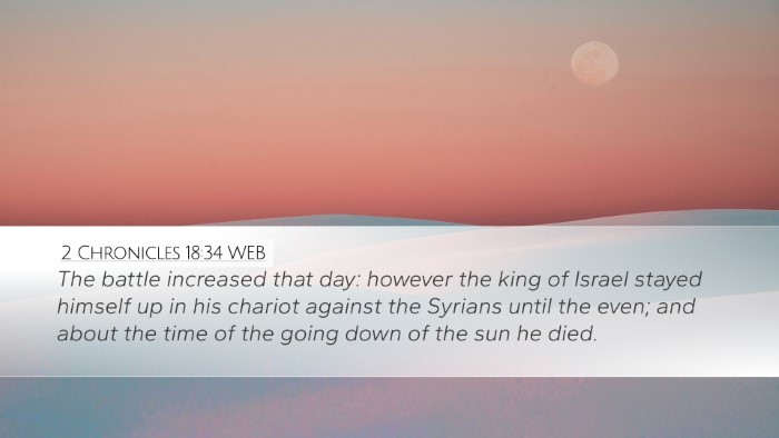 2 Chronicles 18:34 WEB Desktop Wallpaper - The battle increased that day: however the king - Desktop Bible Verse Wallpaper