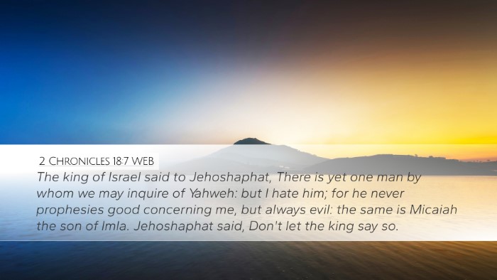 2 Chronicles 18:7 WEB Desktop Wallpaper - The king of Israel said to Jehoshaphat, There is - Desktop Bible Verse Wallpaper