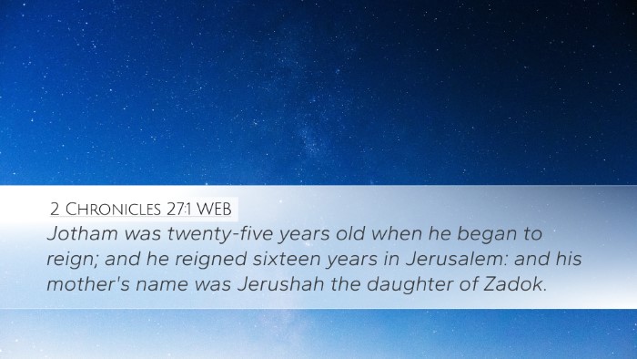 2 Chronicles 27:1 WEB Bible Verse Image