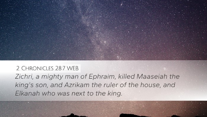 2 Chronicles 28:7 WEB Bible Verse Image