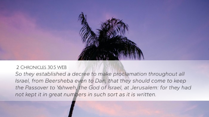 2 Chronicles 30:5 WEB Bible Verse Image