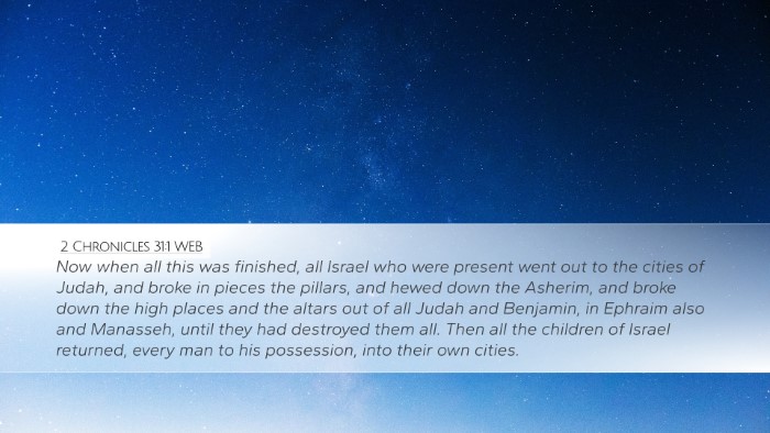 2 Chronicles 31:1 WEB Bible Verse Image