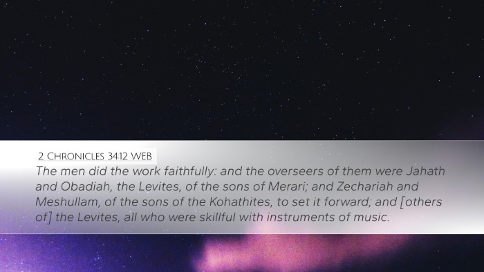 2 Chronicles 34:12 WEB Bible Verse Image