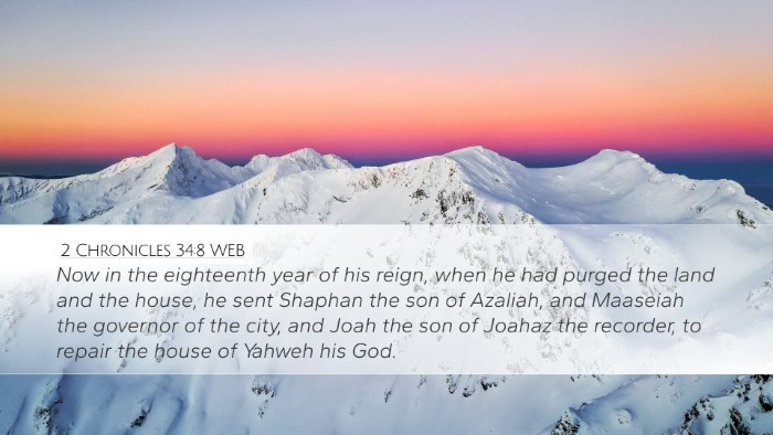 2 Chronicles 34:8 WEB Bible Verse Image