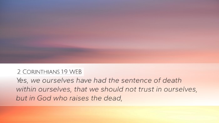 2 Corinthians 1:9 WEB Bible Verse Image