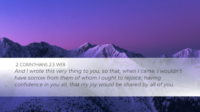 2 Corinthians 2:3 WEB Bible Verse Image