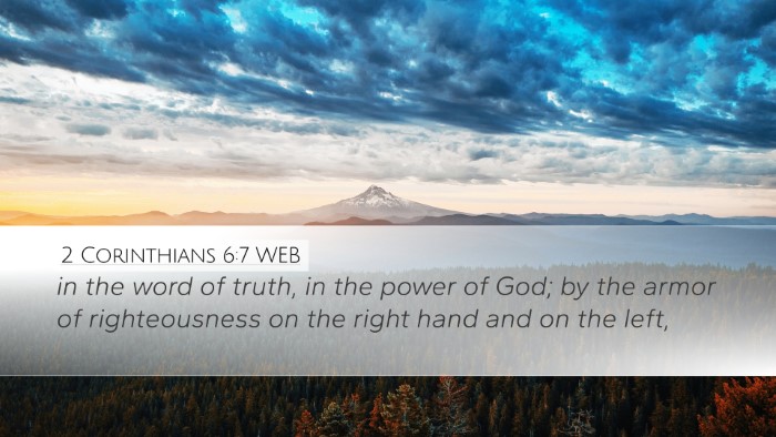 2 Corinthians 6:7 WEB Bible Verse Image