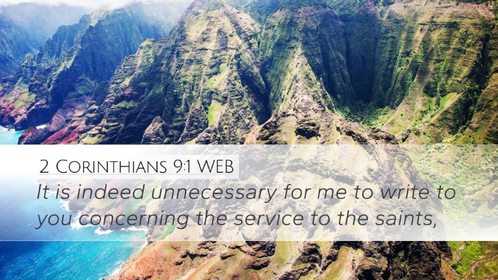 2 Corinthians 9:1 WEB Bible Verse Image