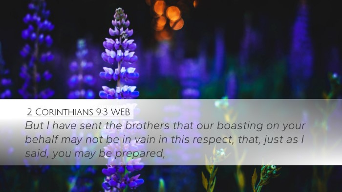 2 Corinthians 9:3 WEB Bible Verse Image