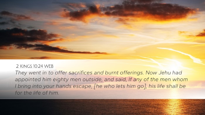 2 Kings 10:24 WEB Bible Verse Image