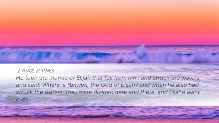 2 Kings 2:14 WEB Desktop Wallpaper - He took the mantle of Elijah that fell from him, - Desktop Bible Verse Wallpaper
