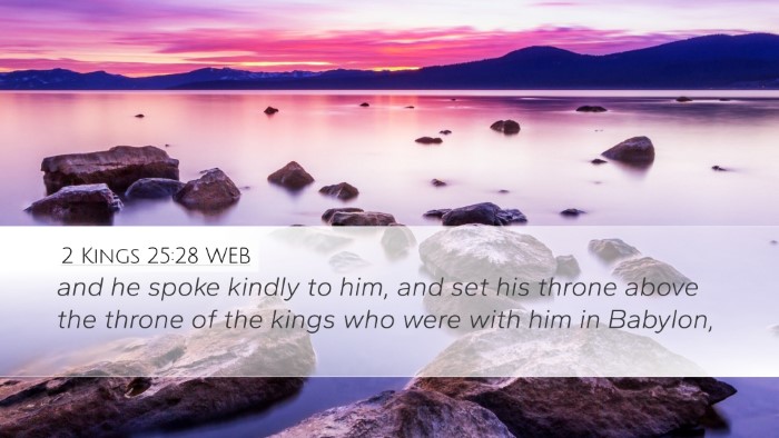 2 Kings 25:28 WEB Desktop Wallpaper - and he spoke kindly to him, and set his throne - Desktop Bible Verse Wallpaper