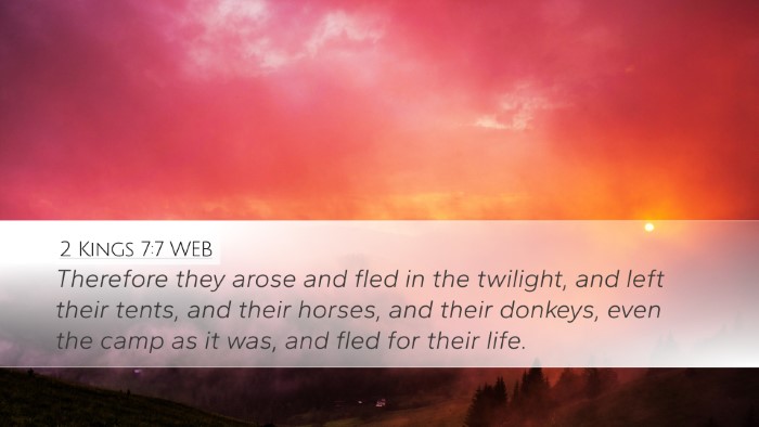 2 Kings 7:7 WEB Desktop Wallpaper - Therefore they arose and fled in the twilight, - Desktop Bible Verse Wallpaper