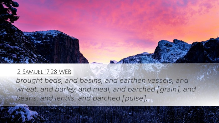 2 Samuel 17:28 WEB Desktop Wallpaper - brought beds, and basins, and earthen vessels, - Desktop Bible Verse Wallpaper