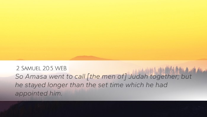 2 Samuel 20:5 WEB Bible Verse Image