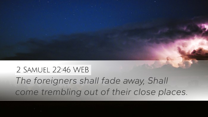 2 Samuel 22:46 WEB Desktop Wallpaper - The foreigners shall fade away, Shall come - Desktop Bible Verse Wallpaper