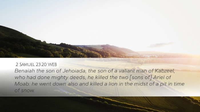 2 Samuel 23:20 WEB Bible Verse Image
