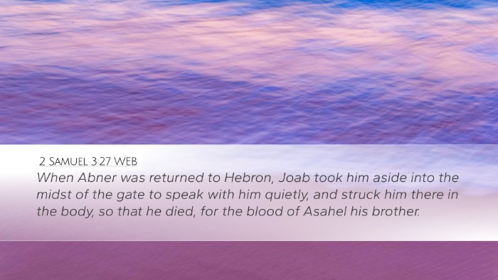 2 Samuel 3:27 WEB Bible Verse Image