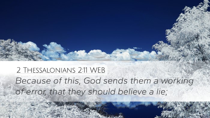 2 Thessalonians 2:11 WEB Bible Verse Image