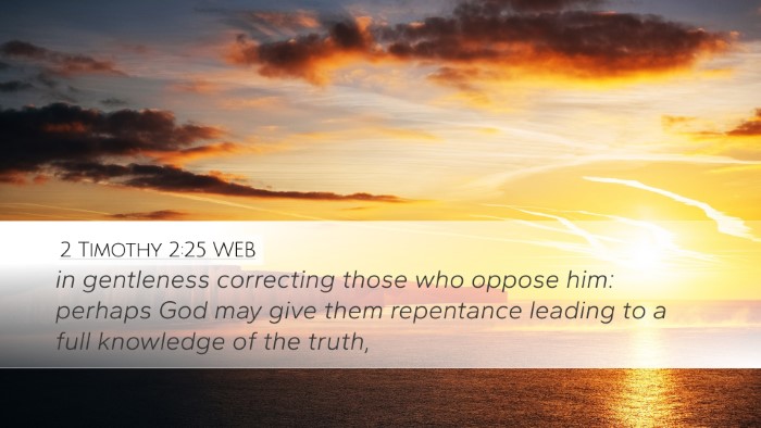 2 Timothy 2:25 WEB Bible Verse Image