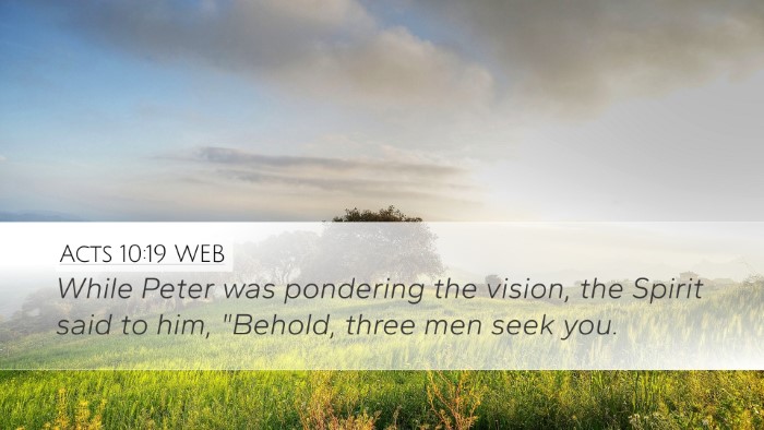 Acts 10:19 WEB Bible Verse Image