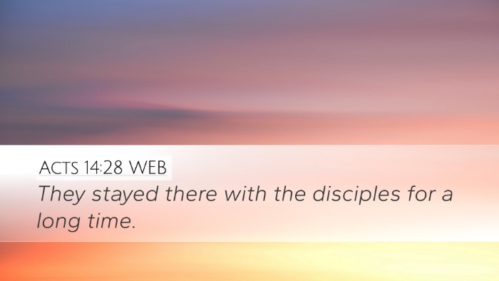 Acts 14:28 WEB Desktop Wallpaper - They stayed there with the disciples for a long - Desktop Bible Verse Wallpaper