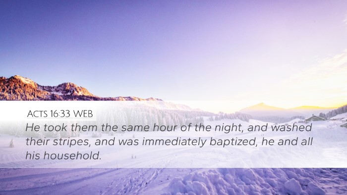 Acts 16:33 WEB Bible Verse Image